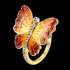 Women Charm Fashion Butterfly Rings Jewelry 7.5-Yellow