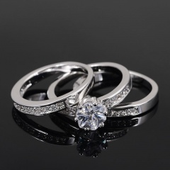 3 Pieces/set Stone Silver Wedding Ring 7