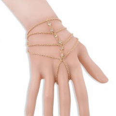 Fashion multi-layer bracelet inlaid white rhinestone finger bracelet charm jewelry accessories gift gold