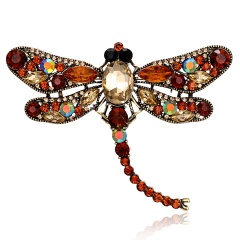 Vintage Crystal Dragonfly Brooches For Women Collar Pins Dragonfly Brooch Brown Dragonfly