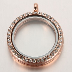 Round Living Memory Floating Charms Glass Locket Pendant Necklace Jewellery Hot Rose Gold