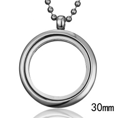 Round Living Memory Gold Locket Floating Charm Necklace Jewellery Women Men Hot Silver