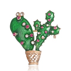 Spring Tree Rose Flower Cactus Plant Butterfly Brooch Pin Crystal Rhinestone Imitation Pearl Brooches Women Jewelry Boutonniere cactus