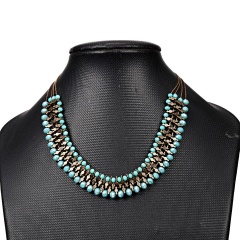 Women Boho Crystal Beaded Statement Bib Big Chunky Choker Necklace Jewelry Gift Choker