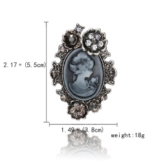 Rhinestone Trendy Painting Hollow Out Flower Vintage Style Cameo Beauty Head Brooch Elegant Antique Wedding Bouquet Brooch Pins Beauty1
