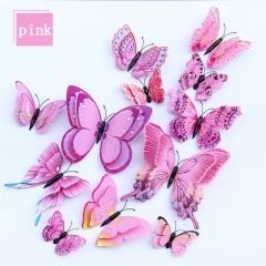 12Pcs 3D Butterfly Wall Stickers Home Decor Room Decoration Sticker Bedroom Girl 12PCS/Lot Pink