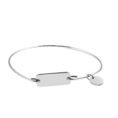 Stainless Steel Tag Engraved Bracelet Customized Bangle Women Gift Silver