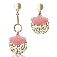 Fashion Geometric Hollow Earrings Stud Jewlry Pink
