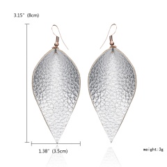 1 Pair Leaf Shape Simulation Leather Drop Earrings Jewelry Silver