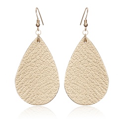 1 Pair Drop Shape Artificial Leather Earrings Light Gold