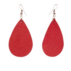 1 Pair Drop Shape Artificial Leather Earrings Red