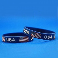 Rinhoo 1PC Silicone America Flag Pattern Wristband USA Bracelet For Women Men Fashion Jewelry Gift America Flag