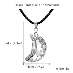 Fashion Crystal Heart Crystal Necklace Pendant Leather Jewelry Party Women Gift Crescent