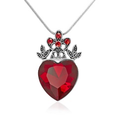 Valentine's Day Necklace Red Heart Crown Necklace Queen Womens Gift Crown