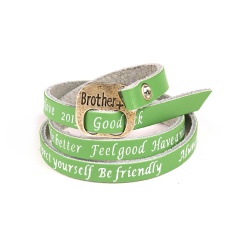 Multicolor Leather Brothers Bracelet Wrap Leather Men's Gift Bracelet Charm Fashion Jewelry Accessories green