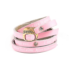 Black gold red pink color Leather bracelet grandma bracelet fashion jewelry accessories gift pink