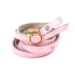 Daughter print bracelet fashion multicolor leather wrap bracelet charm jewelry gift accessories pink