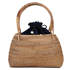 Handmade Womens Woven Rattan Straw Bag Flower Basket Storage Tote Travel Bags Wicker Bag
