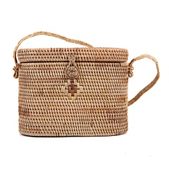 Hand-Woven Rattan Bag Straw Purse Handmade Tote Cross-body Beach Woven bag