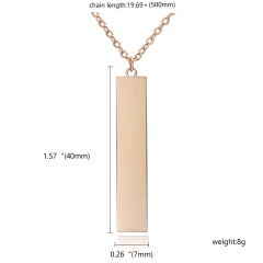 Personalized Stainless Steel Name Bar Pendant Necklace Custom Chain Jewelry Gift Rectangle Rose Gold