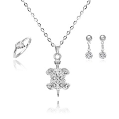 Fashion Silver Tortoise Necklace Earring Ring Jewelry Set Wholesale Tortoise