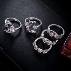5pcs/set Elegant Retro Star Moon Crystal Rings Wedding Women Lady Love Gifts 5pcs-Crystal star