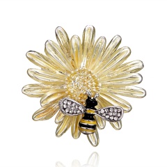 Gold Silver Bee Flower Small Pins Brooches Jewelry Gold