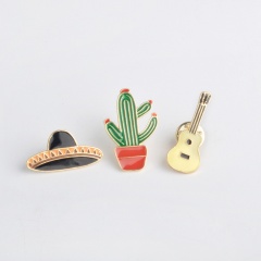 Hat Guitar Mexican Cactus Enamel Pin Badge Brooches Metal Girls Jeans Bag Decoration Gift Fashion Jewelry Wholesale Brooch cute1