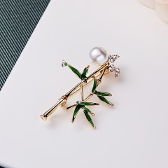 New Fashion Bamboo Leaf Flower Plant Brooch Rhinestones Lapel Pins Brooches for Women Men in Assorted Designs Plant1