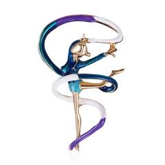 Cute Temperament Gymnastics Girl Dancer Crystal Cartoon Brooch Pins For Women High Quality Hot Fashion Jewelry Wholesale Dancing Girl 1