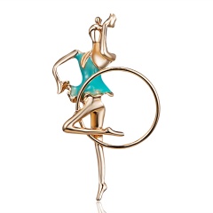 Cute Temperament Gymnastics Girl Dancer Crystal Cartoon Brooch Pins For Women High Quality Hot Fashion Jewelry Wholesale Dancing Girl 4