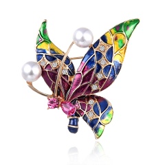 Fashion Butterfly Pearl Stained Drops Brooch Trendy Animal Alloy Rhinestone For Women Best Special Gift For Wedding Brooches butterfly4