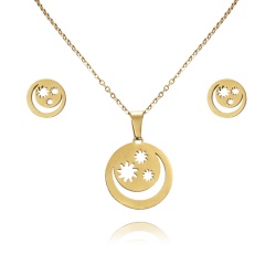Women Heart Flower Feather Butterfly Necklace Pendant Earrings Jewelry Set moon star