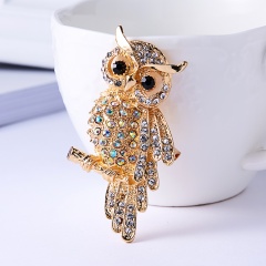 Fashion Shiny Crystal Rhinestone Animal Brooches for Women Gold Silver Color Owl Swallow Brooch Pins Factory Direct Wholesale Owl