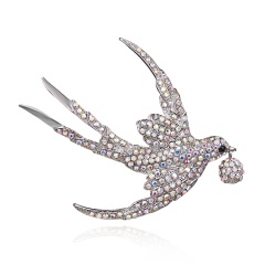 Fashion Shiny Crystal Rhinestone Animal Brooches for Women Gold Silver Color Owl Swallow Brooch Pins Factory Direct Wholesale Swallow 1