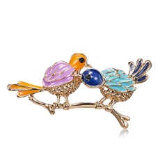 Fashion Animal Insect Brooches Colorful Couple Birds Dragonfly Turtle Crystal Rhinestone Brooch Pin for Women Lady Costume Jewelry bird 3
