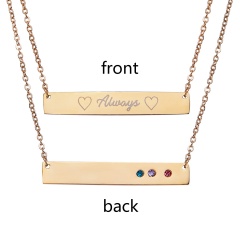 Fashion Always Lettering Horizontal Bar Necklace Personalized Gold