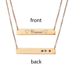 Blessed Lettering Horizontal Bar Letter Necklace Personalized Engraved Gold