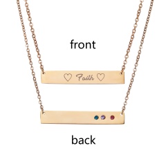 Faith Lttering Horizontal Necklace Personalized Engraved Gold