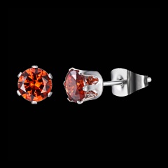 1 Pair Six-Claw Geometric Round Rhinestone Stud Earrings Jewelry Pomegranate Red-5mm