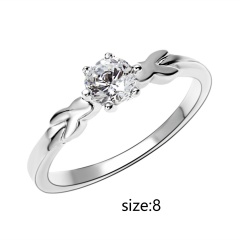 Chic Charm Women Lady Cubic Zircon Pearl Crystal Silver Plated Ring Wedding Gift 8-Charm
