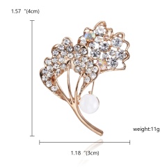 Fashion Women Large Brooches Lady Leaf Heart Shaped Imitation Pearls Rosegold Rhinestones Crystal Wedding Brooch Pin Jewelry Accessories Leaf