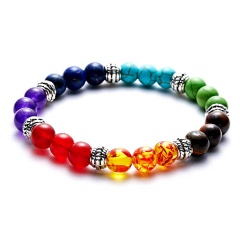 7 mm Gemstone Chakras Beads Elastic Bracelet Mix Gemstone