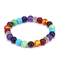 Chakra Healing Yoga Reiki Gemstones Beads Elastic Bracelet Colorful