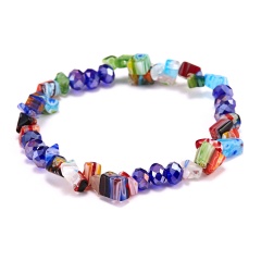 Colorful Lampwork Glass Beads Handmake Adjustable Bracelet Blue
