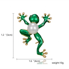 Fashion Pearl Crystal Frog Dragonfly Bird Brooches for Women Green Color Animal Brooch Pin Luxury Vintage Jewelry Coat Accessories Frog 1