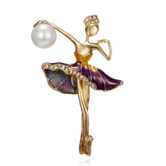 Rinhoo Daning Girl Swan Lake Factory Direct Sale Ballet Dance Girls Shinning Crystal Glass Brooches for Woman in assorted designs Dancing girl 1