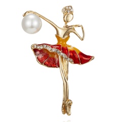 Rinhoo Daning Girl Swan Lake Factory Direct Sale Ballet Dance Girls Shinning Crystal Glass Brooches for Woman in assorted designs Dancing girl 2