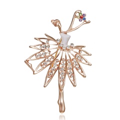Rinhoo Daning Girl Swan Lake Factory Direct Sale Ballet Dance Girls Shinning Crystal Glass Brooches for Woman in assorted designs Dancing girl 10
