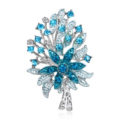 Rinhoo Leaf flower Brooch For women Birthday party Gift Rhinestone Brooch jewelry accessories Girl Couple pin Flower3-blue